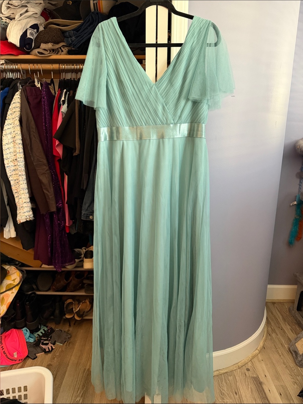 Ever Pretty Light Aqua V-Neck Maxi Dress